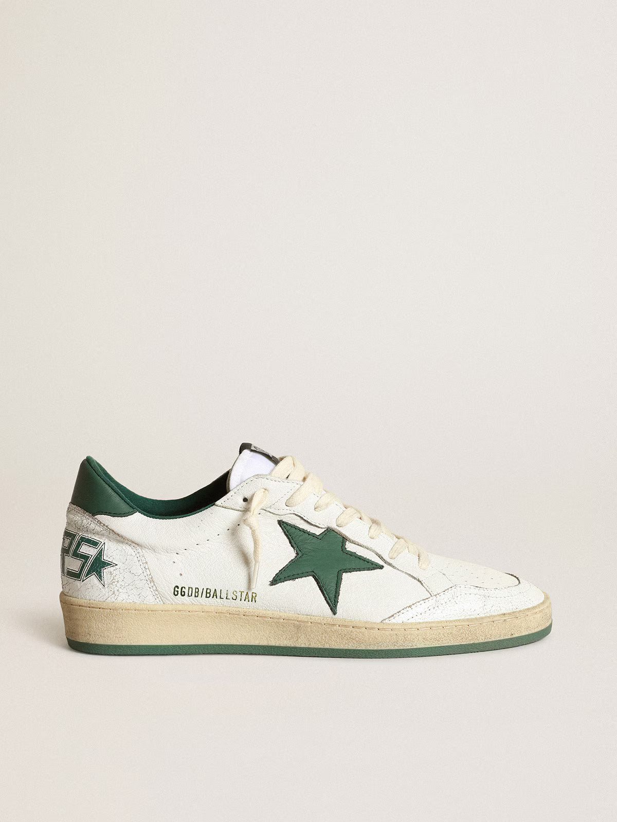 GGDB - Ball Star pour femme en cuir nappa blanc avec étoile et contrefort en cuir vert