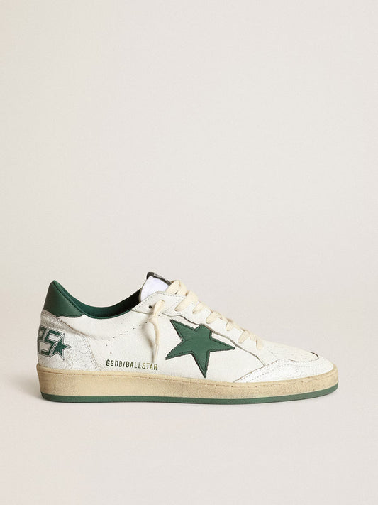 GGDB - Ball Star pour femme en cuir nappa blanc avec étoile et contrefort en cuir vert
