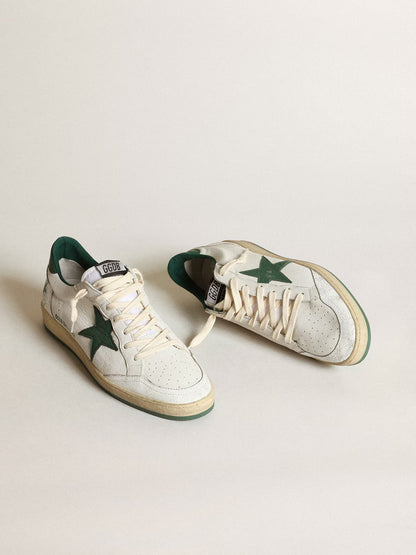 GGDB - Ball Star pour femme en cuir nappa blanc avec étoile et contrefort en cuir vert