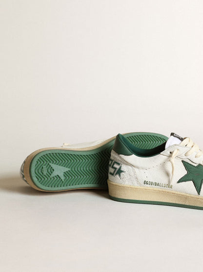 GGDB - Ball Star pour femme en cuir nappa blanc avec étoile et contrefort en cuir vert
