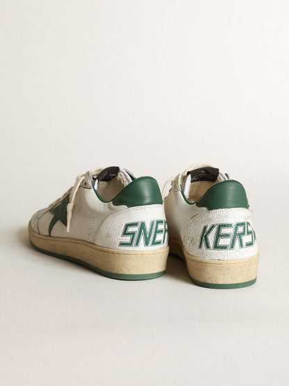 GGDB - Ball Star pour femme en cuir nappa blanc avec étoile et contrefort en cuir vert